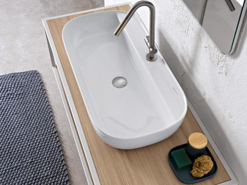 GLAM - Countertop rectangular ceramic washbasin by Scarabeo Ceramiche