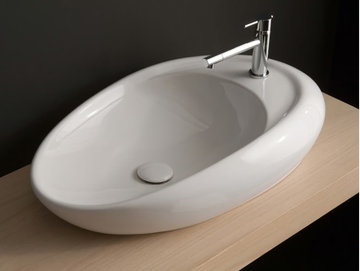 MOAI - Countertop oval ceramic washbasin by Scarabeo Ceramiche