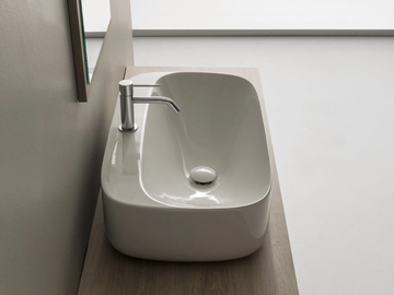 MOON - Countertop rectangular ceramic washbasin by Scarabeo Ceramiche