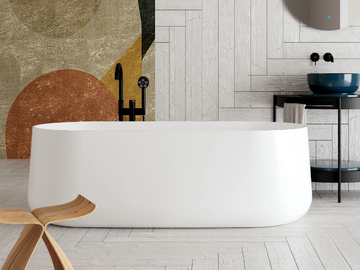 MOON - Oval ceramic bathtub by Scarabeo Ceramiche