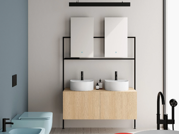 PICTURE - Double vanity unit with mirror by Scarabeo Ceramiche