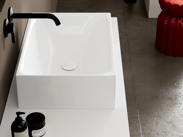 SKINNY - Rectangular countertop ceramic washbasin by Scarabeo Ceramiche