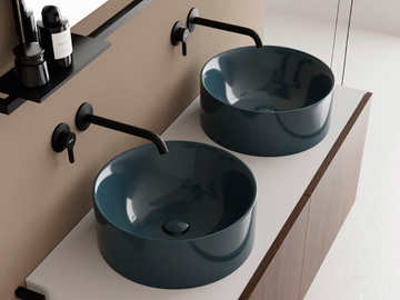 SKINNY - Round countertop ceramic washbasin by Scarabeo Ceramiche