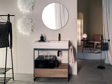 SOLID - Metal vanity unit with towel rail by Scarabeo Ceramiche
