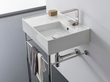 TEOREMA 2.0 - Console ceramic washbasin by Scarabeo Ceramiche