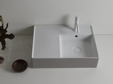 TEOREMA 2.0 RIGO - Countertop rectangular ceramic washbasin with overflow by Scarabeo Ceramiche