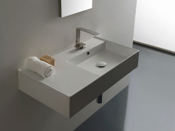 TEOREMA 2.0 - Wall-mounted ceramic washbasin by Scarabeo Ceramiche