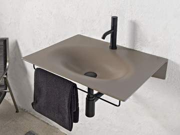 VEIL - Wall-mounted ceramic washbasin with towel rail by Scarabeo Ceramiche
