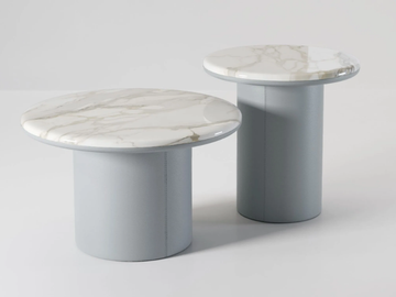 GEMINI - Round marble coffee table with leather base by Secolo