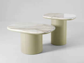 GEMINI SOFT - Rectangular marble coffee table with leather base by Secolo