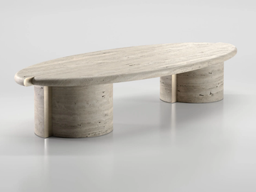 TAYMA X - Low oval stone coffee table by Secolo