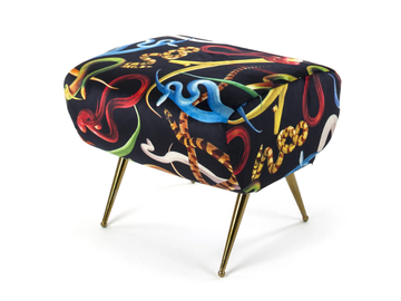 SNAKES - Upholstered fabric footstool by Seletti