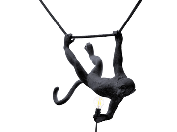 THE MONKEY LAMP BLACK SWING - LED resin pendant lamp by Seletti