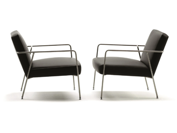 VALERI - Upholstered leather armchair with armrests by SELLEX