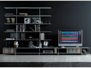 ZUMM - Open aluminium bookcase with TV stand by SELLEX