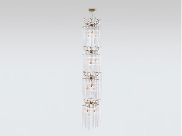 WATERFALL STRAW QUAD - Handmade bronze pendant lamp by Serip