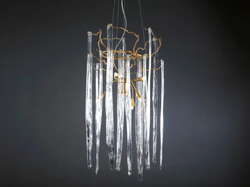 WATERFALL STRAW SINGLE - Handmade bronze pendant lamp by Serip