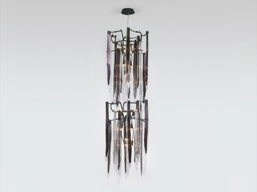 WATERFALL STRAW TWIN - Handmade bronze pendant lamp by Serip