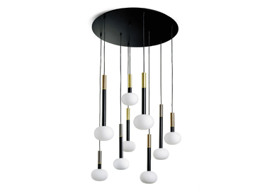 MOSE 9 - Suspension lamp in metal and opal glass by Sforzin