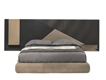 EGO - Leather double bed with high headboard by Shake