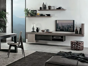 LINE - Wall-mounted wooden day system with shelves by Shake