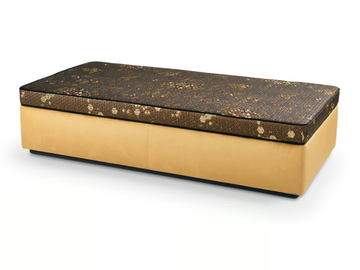 HECTOR - Upholstered rectangular leather pouf by Sicis