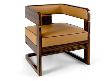OLIMPIA - Leather easy chair with armrests by Sicis