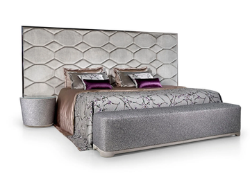 OYSTER HOLLYWOOD - Fabric double bed with upholstered headboard by Sicis