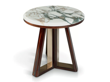 RAY - Round Calacatta marble and wood coffee table by Sicis