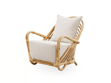 CHARLOTTENBORG - Rattan and fabric armchair with armrests by Sika Design
