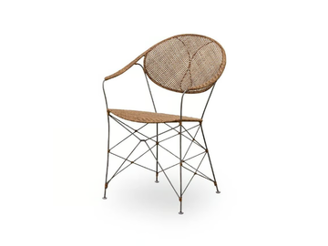 FUNKY - Steel and rattan chair with armrests by Sika Design