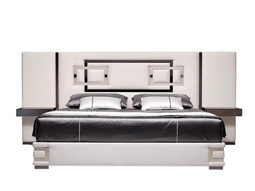 VERTIGO - Double bed with upholstered headboard and integrated nightstands by Siwa Soft Style