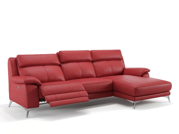 ALIANO - Leather sofa with chaise longue by Sofanella