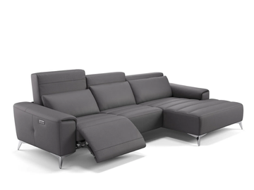 BELLA - Leather sofa with chaise longue by Sofanella
