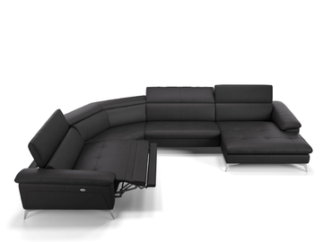 STELLA - Leather sofa with chaise longue by Sofanella