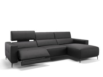 TOLEDO - Leather sofa with chaise longue by Sofanella