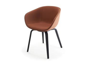 MAYA FP UP - Tanned leather chair with armrests by SOFTLINE 1979