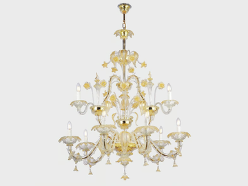 CA' REZZONICO GOLD - Murano glass chandelier by Sogni Di Cristallo