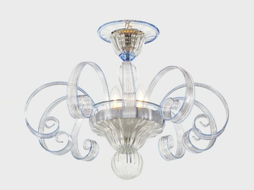 MERCURIO WITH CURLS - Handmade Murano glass ceiling lamp by Sogni Di Cristallo