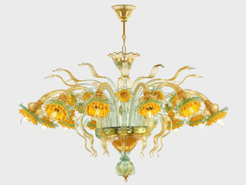 VAN GOGH SUNFLOWERS DELUXE - Murano glass ceiling lamp by Sogni Di Cristallo