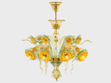 VAN GOGH SUNFLOWERS - Murano glass ceiling lamp by Sogni Di Cristallo