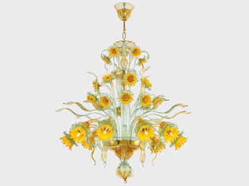 VAN GOGH SUNFLOWERS - Murano glass chandelier by Sogni Di Cristallo