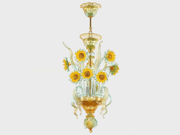 VAN GOGH SUNFLOWERS - Murano glass pendant lamp by Sogni Di Cristallo