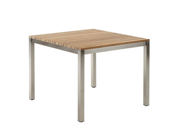 CLASSIC STAINLESS STEEL - Square stainless steel and wood garden table by Solpuri