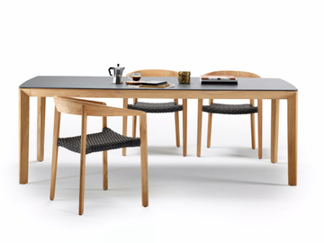 LODGE - Rectangular ceramic and teak dining table by Solpuri