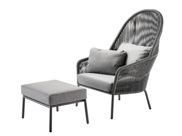 LOOP LOUNGE - High-back aluminium garden armchair with armrests by Solpuri