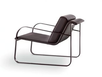 BUGATTI - Upholstered leather easy chair with armrests by Sovet italia
