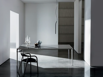 SLIM RECTANGULAR - Rectangular glass and aluminium table by Sovet italia