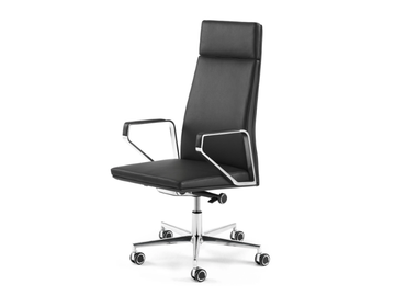 .PILOT P200 - Swivel leather office chair with armrests with 5-Spoke base by Spiegels