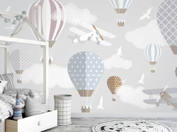 AIRPLANES AND BALLOONS - Landscape kids wallpaper by Studijo